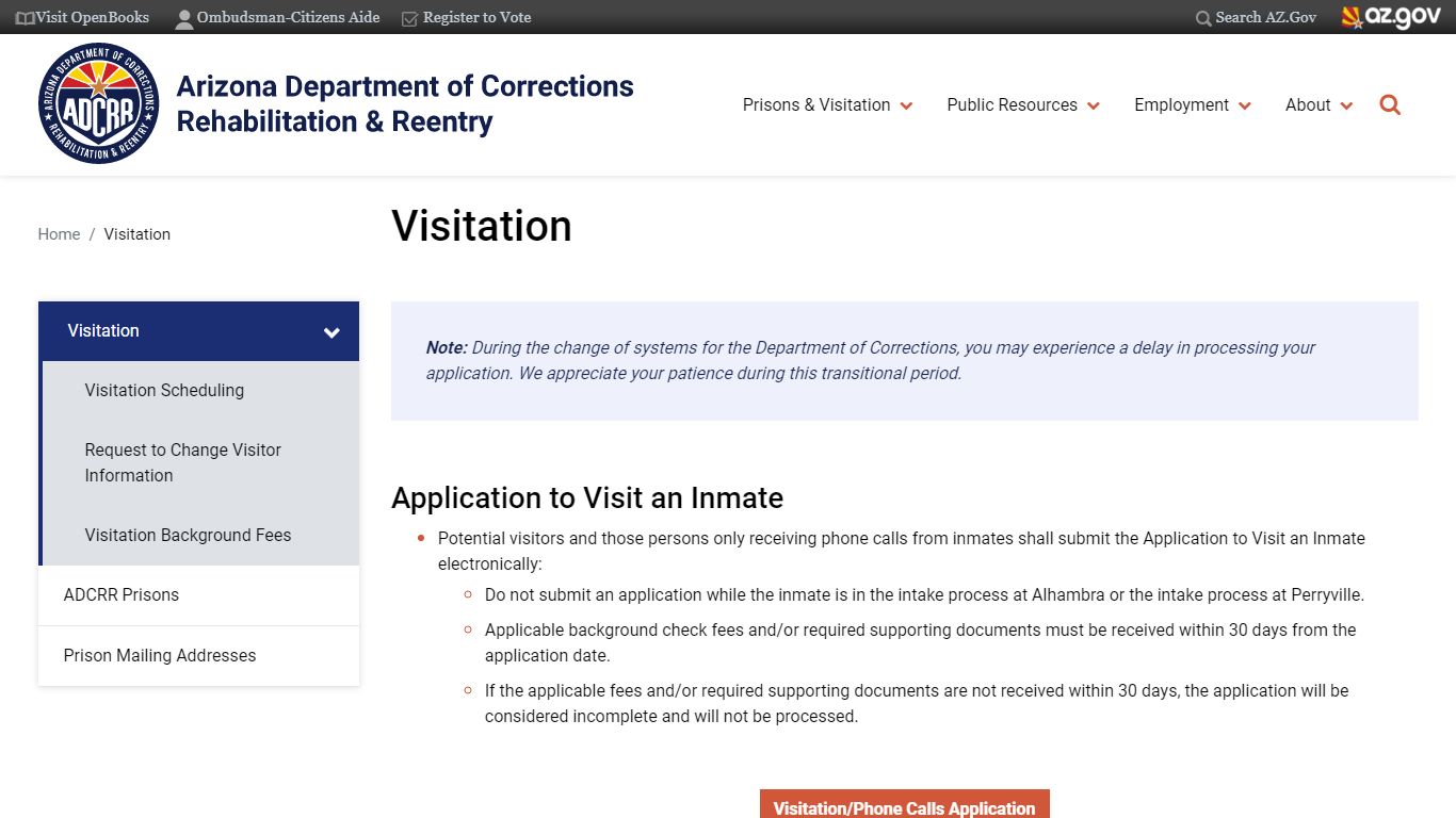 Visitation | Arizona Department of Corrections, Rehabilitation & Reentry